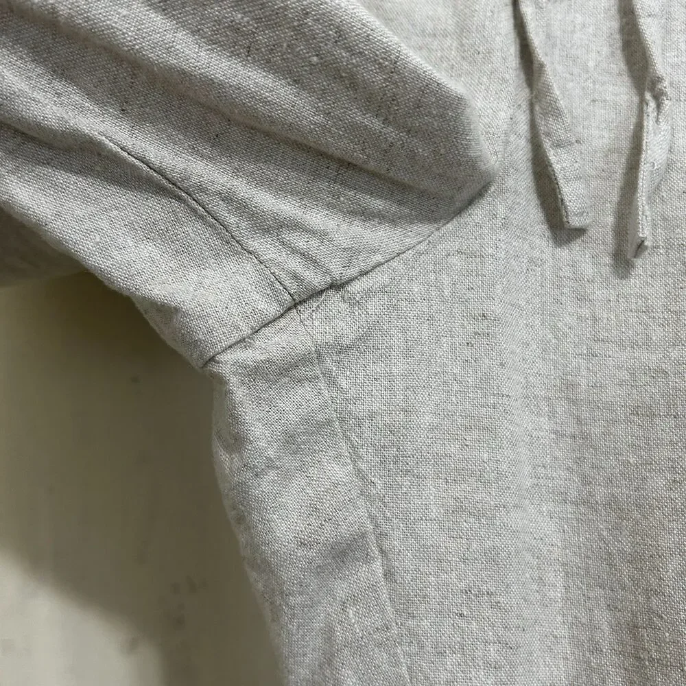 Zara Women’s Oatmeal 100% Linen Pants Size XL Straight Leg Beachy Minimalist